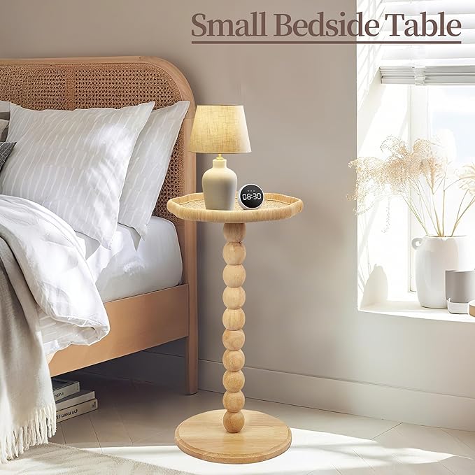 Drink Table, Boho Rattan Flower Small Side Table - Image 5