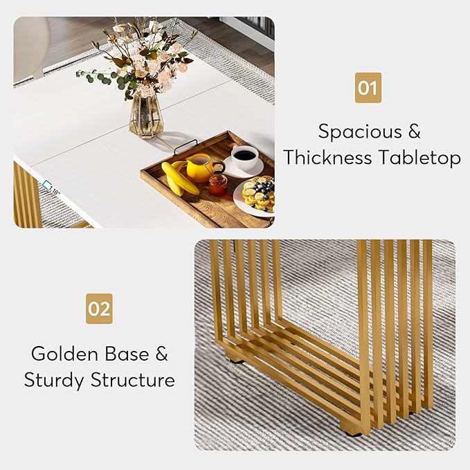 Tribesigns Modern Dining Table for 6-8 People, 70.8 Inches Long White Room - Image 4