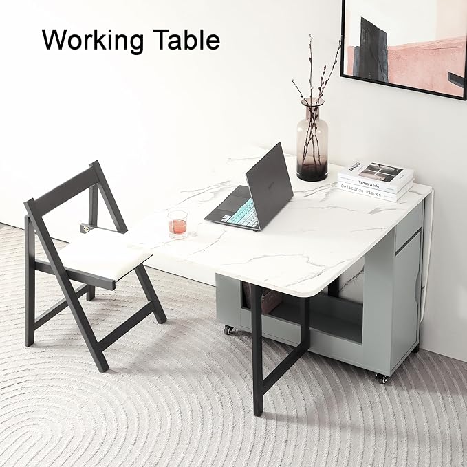 Foldable Space Saving Dining Table Extendable, Folding Dining Table - Image 9