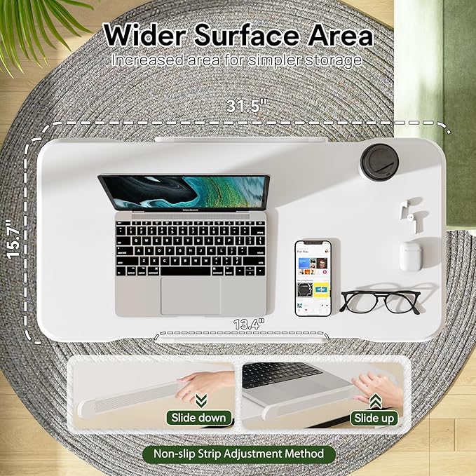 Rolling Laptop Desk, 180° Tiltable Mobile Standing Desk Height Adjustable - Image 4