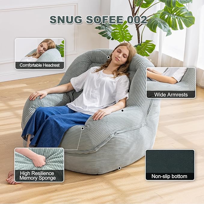 Giant Bean Bag Chair with Armrests - Image 3