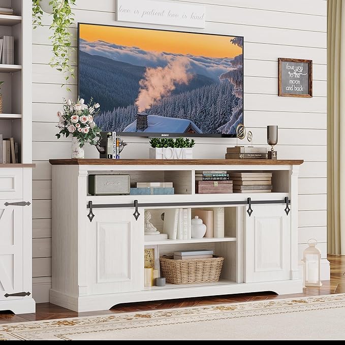 IRONCK Farmhouse TV Stand for 65+ Inch TV, Media Console for Living Room by IRONCK