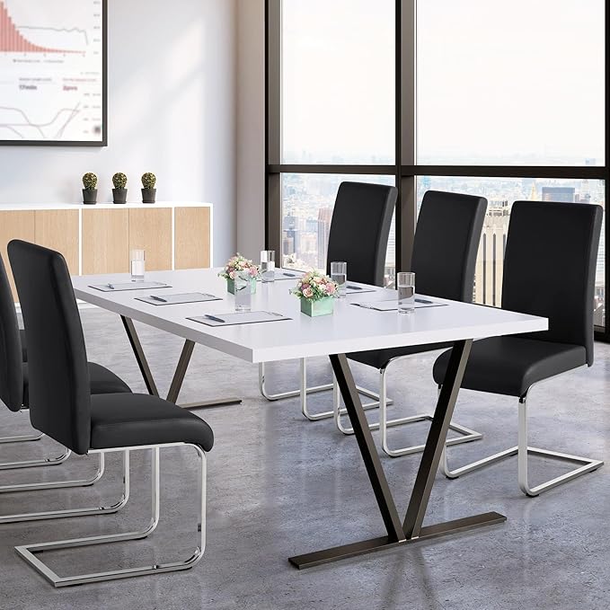 Yaheetech Dining Chairs Set of 4 Modern Faux Leather Upholstered Dining Room - Image 10