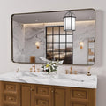 Bronze Bathroom Mirror 55x30 Inch, Brushed Bronze Metal Frame Mirror by JISOSO