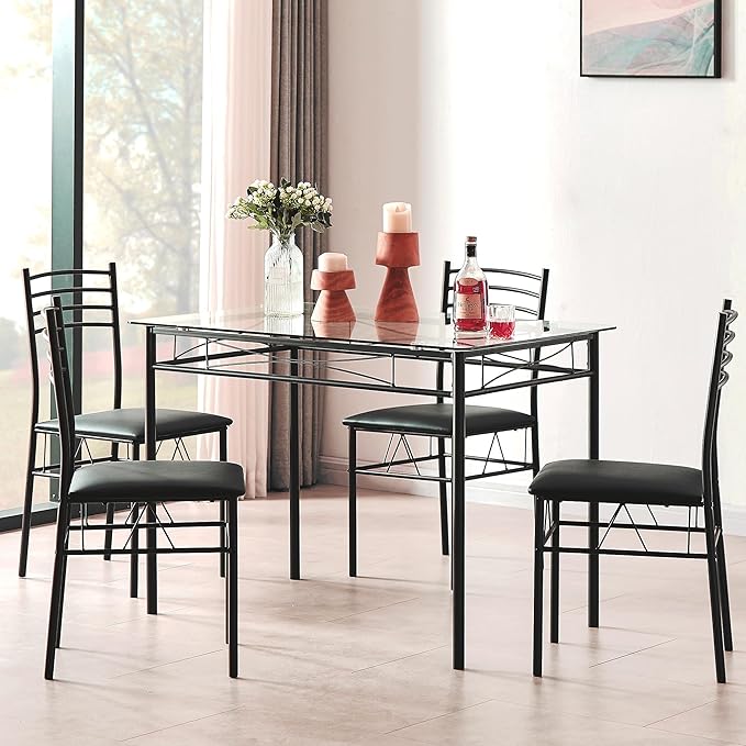 VECELO Kitchen Dining Table and Chairs Set - Image 3