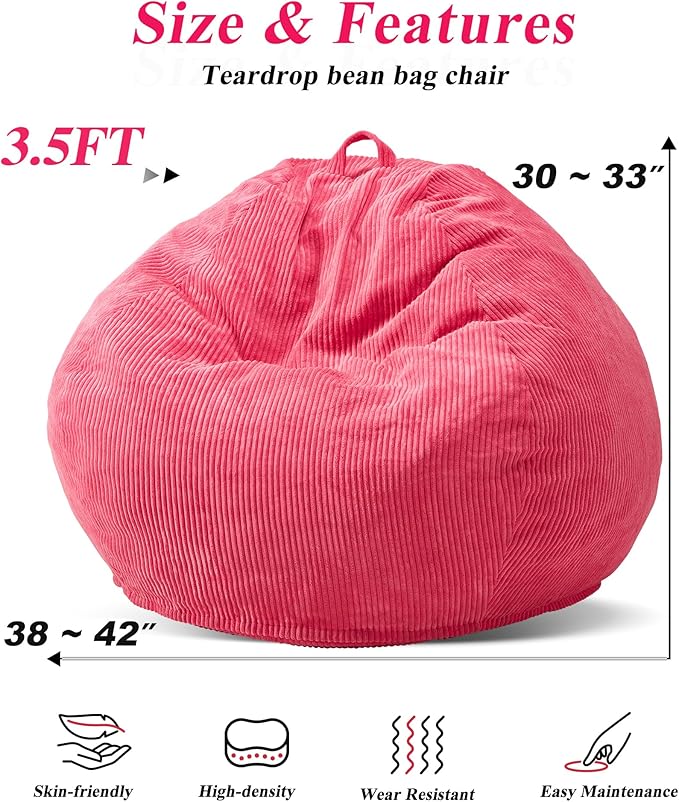 3.5FT Bean Bag Chairs Teardrop Bean Bag Chair - Image 2