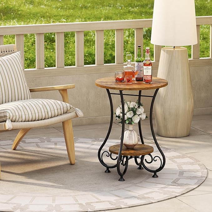 Side Table, Small Round End Table - Image 4
