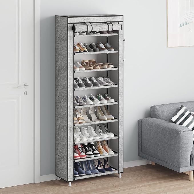 Calmootey 9 Tier Shoe Rack Organizer, Portable Shoe Shelf - Image 6