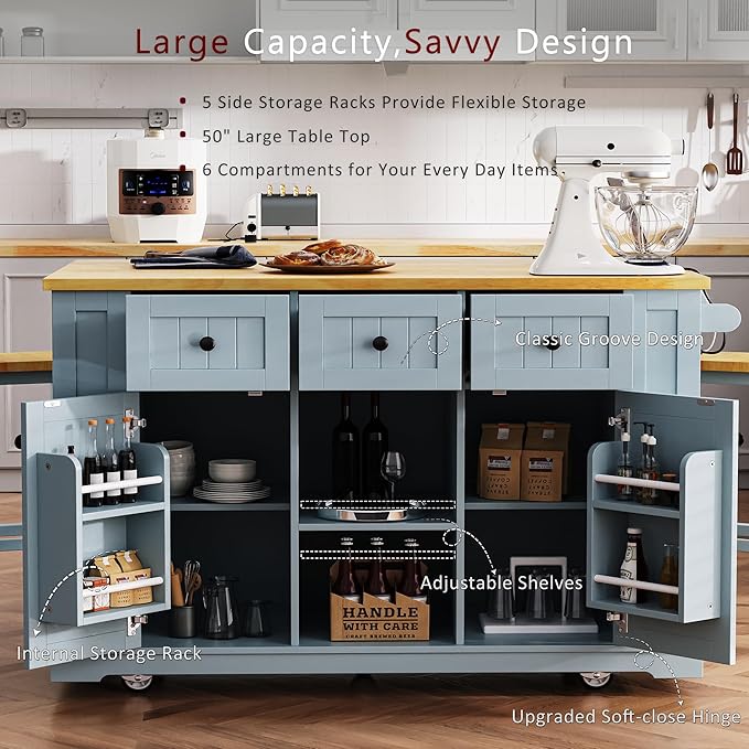 YOTPO 53" Large Kitchen Island - Image 3
