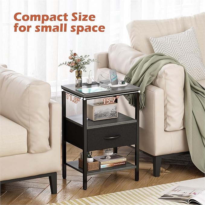 SUPERJARE Nightstand Set of 2, Bed Side Tables - Image 6