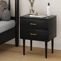 Black Nightstand with 2 Drawers, Modern Night Stand Black, Wooden Night Stands by Algherohein