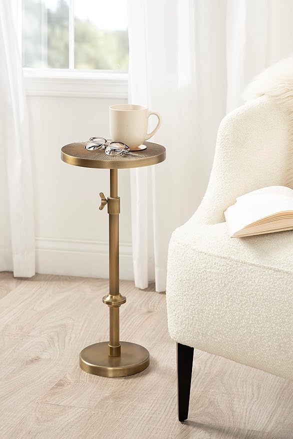 Kate and Laurel Engles Traditional Adjustable-Height Pedestal Drink Table; 10 x - Image 2