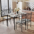 5 Piece Dining Table Set, Modern Metal&Wood Kitchen Dinner Table by ErdoruLiving