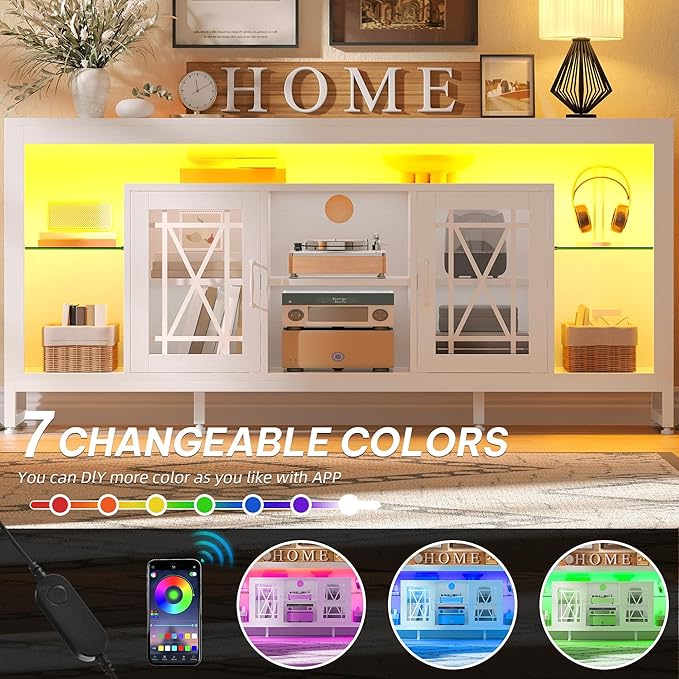 YITAHOME 33.5'' Tall TV Stand for 75 inch TV, LED Entertainment Center - Image 4