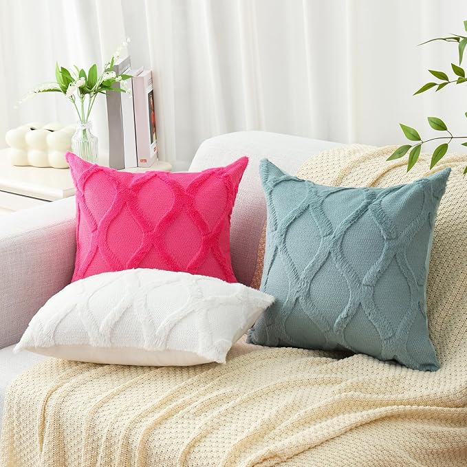 decorUhome Throw Pillow Covers 12x20 Inch Set of 2, Soft Plush Faux Fur Wool - Image 5