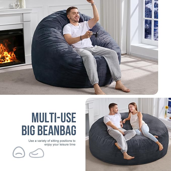 Hobestluk 6ft Bean Bag Chairs for Adults Large Beanbag Chair - Image 5