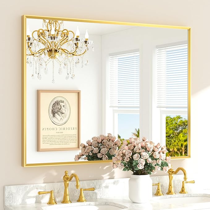 TETOTE Brushed Gold Bathroom Mirror by TETOTE