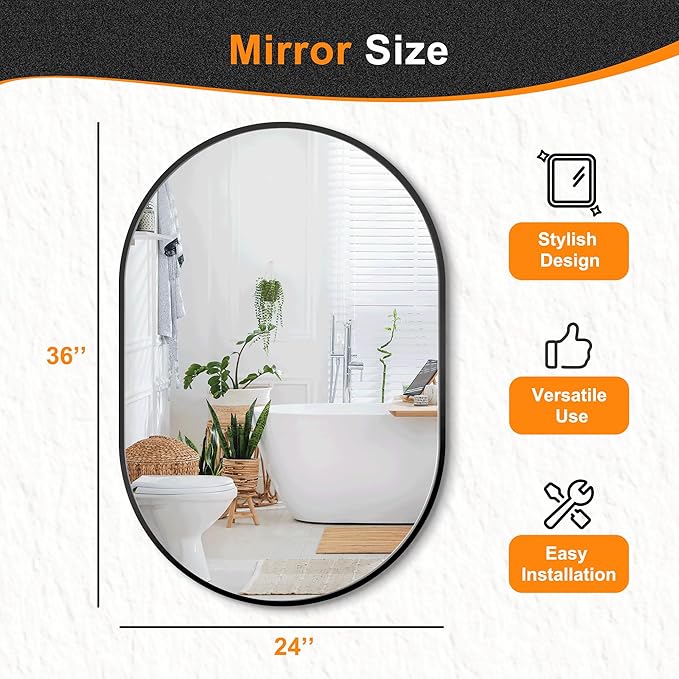 Bathroom Mirror for Wall, Metal Framed Vanity Mirror - Image 7