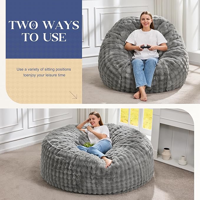 Hobestluk Bean Bag Chairs 5ft Beanbag Chair - Image 3