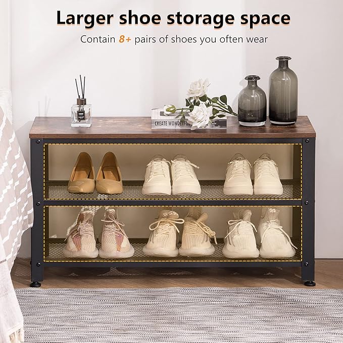 Apicizon Shoe Rack, 35.5 Inches 3-Tier Shoe Rack - Image 3
