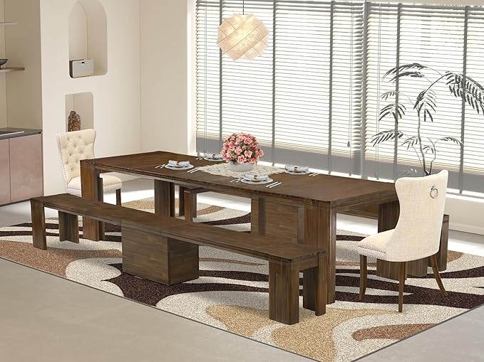 X02DA-208-32 5-Pc Mid Century Dining Table Set contains an Extendable Rectangle by LuxebyEastWestFurniture