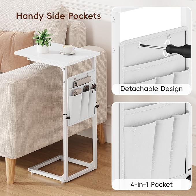 Vagusicc C Shaped End Table, Adjustable Height Recliner Table Small Couch Side - Image 6
