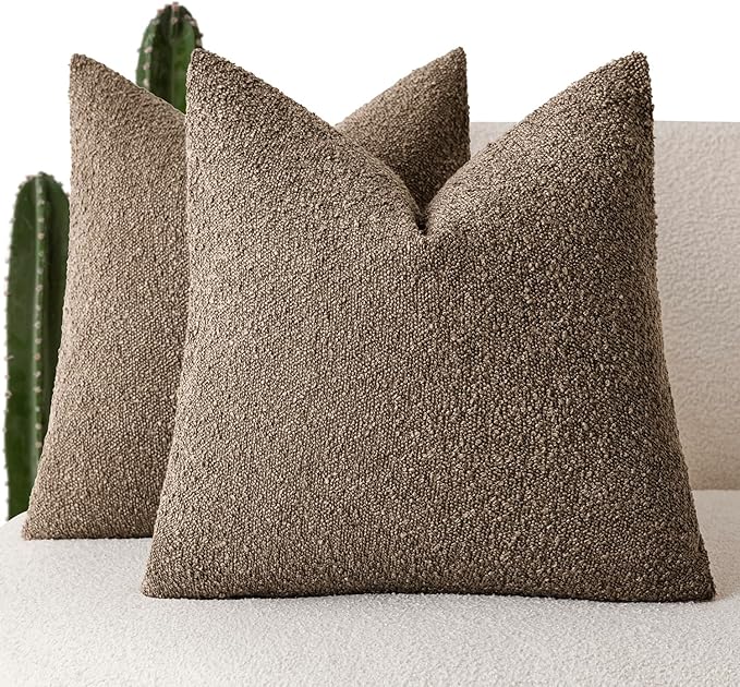 Foindtower Pack of 2, Decorative Textured Boucle Throw Pillow Covers Neutral by Foindtower