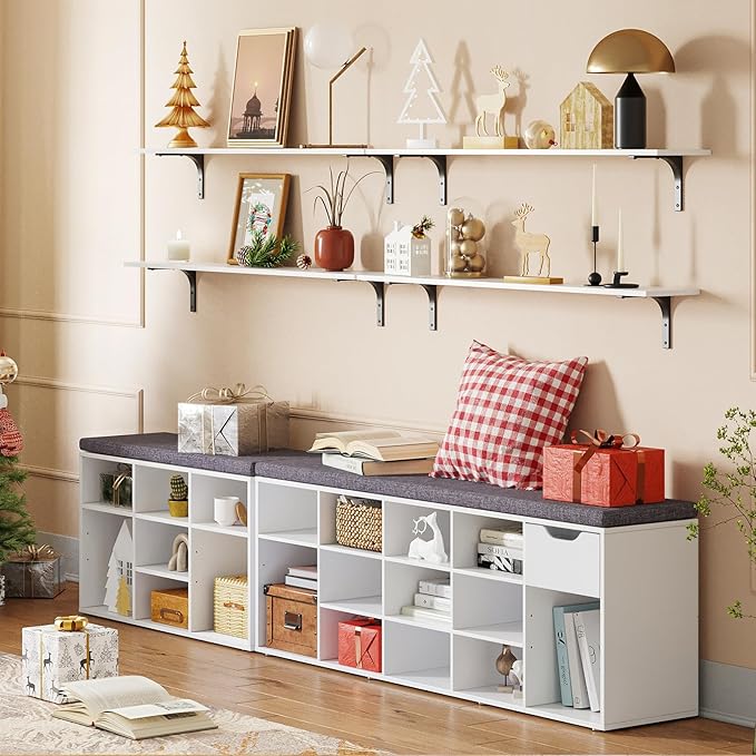 DINZI LVJ Shoe Bench, Entryway Storage Bench - Image 8