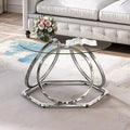 O&K FURNITURE Glass Coffee Table, Modern Silver Coffee Table Living Room Table by OKFURNITURE