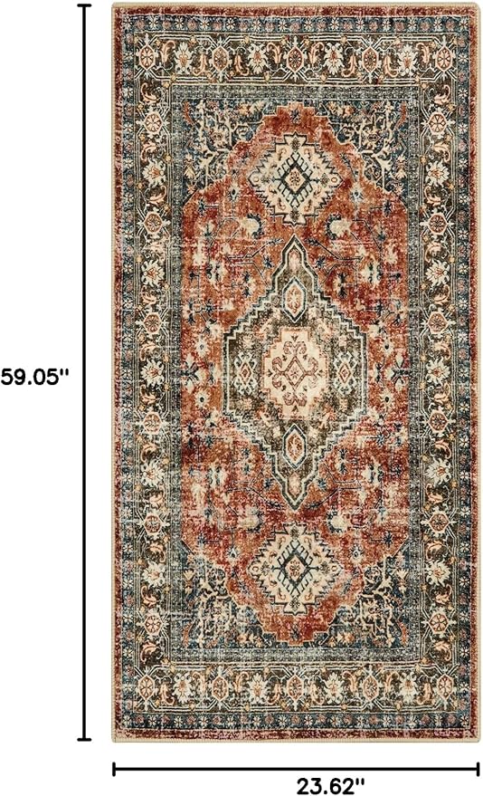 Lahome Oriental Kitchen Runner Rug Non Slip, 2x5 Washable Hallway Runner - Image 2