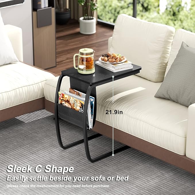 SRIWATANA Side End Tables Living Room, Vintage C-Shaped Laptop Table - Image 5