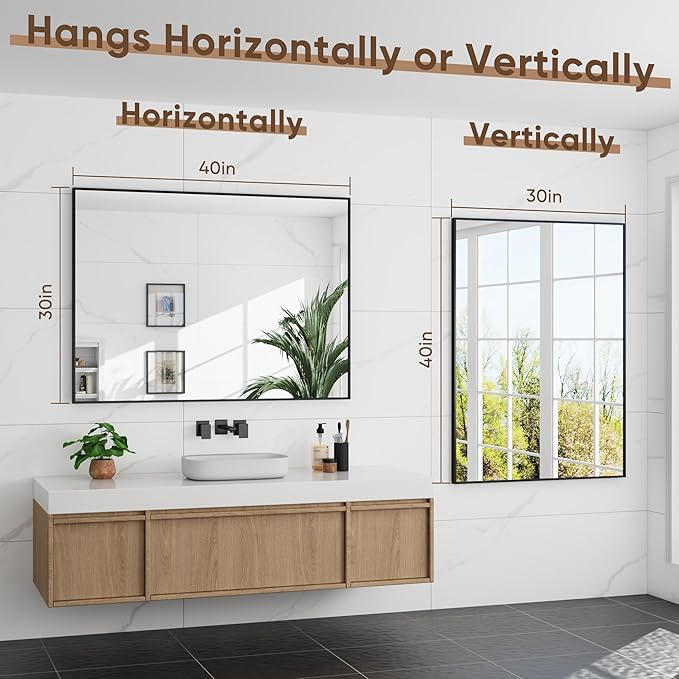 Bathroom Mirror 40" x 30", Large Rectangle Wall Mirror, Entryway Decor - Image 6