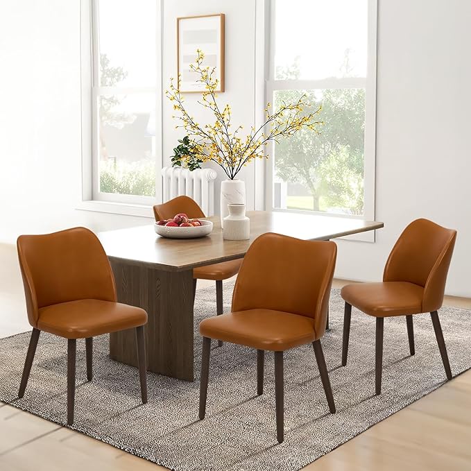 COLAMY Upholstered Dining Chairs Set of 2, PU Leather Dining Room Kitchen Side - Image 2