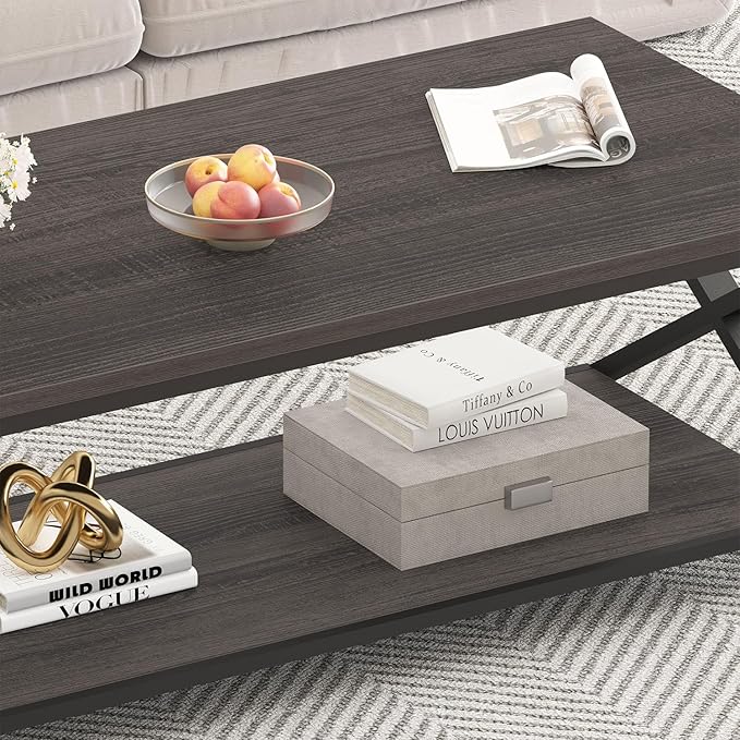 HSH Gray Coffee Table for Living Room, Minimalist Rectangle Center Table - Image 9