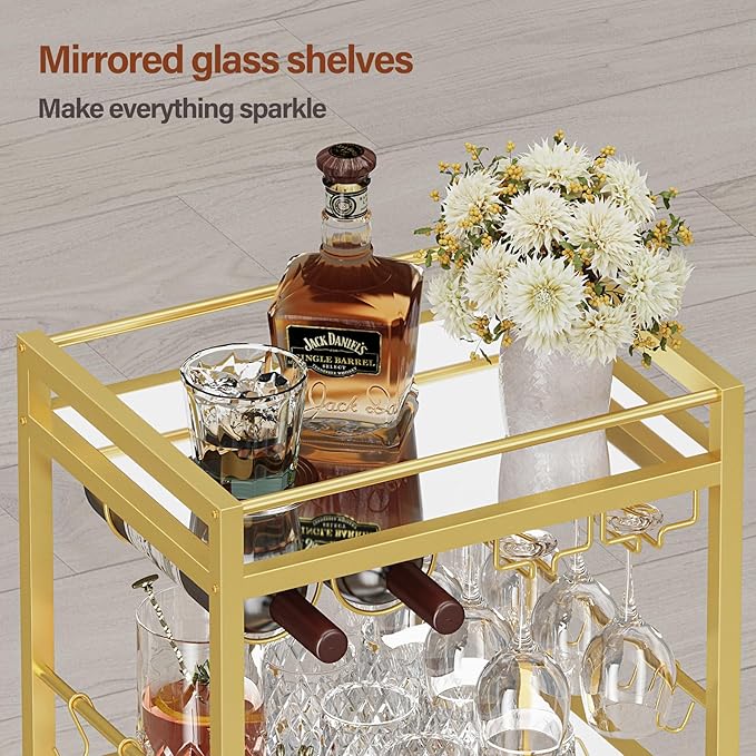 TUTOTAK Bar Cart, Home Bar Serving Cart - Image 4