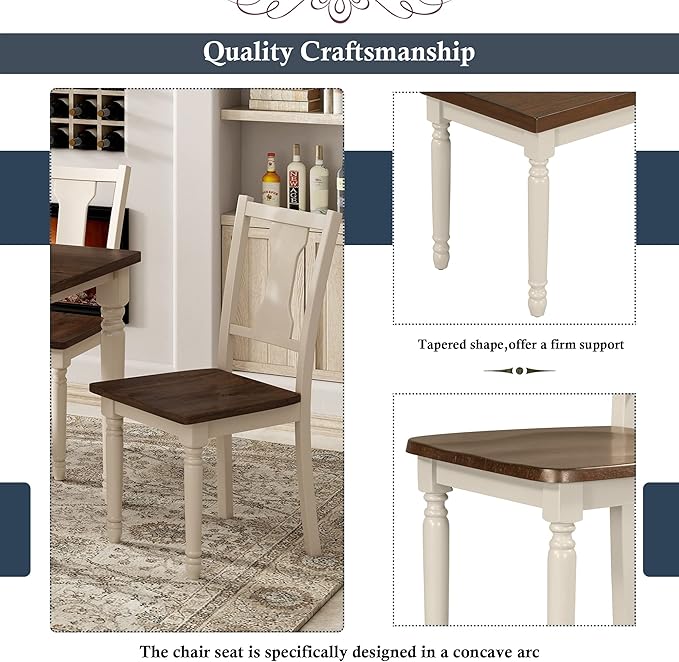 6 Pieces Dining Table Set with 60" Rectangle Kitchen Desk, Living Room - Image 6