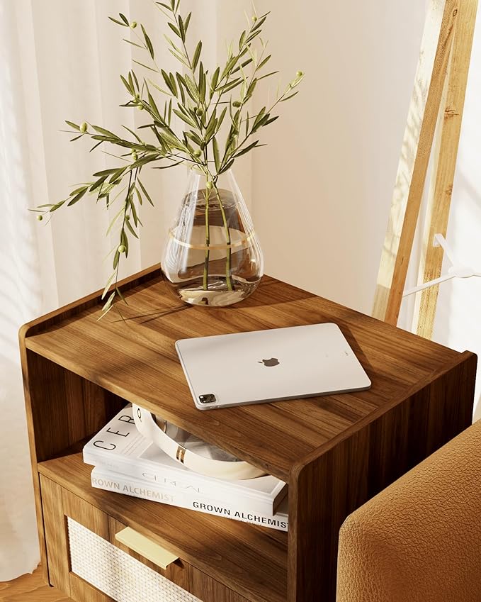Rattan Nightstand, Modern Bedside Table - Image 4