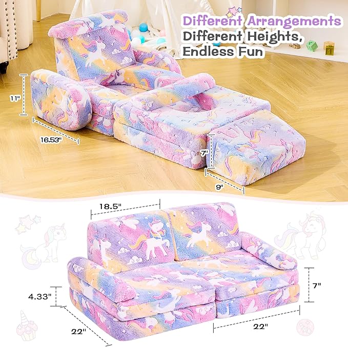 IFNOW Modular Kids Play Couch, Toddler Couch Kids Sofa, Child Sectional Sofa - Image 2