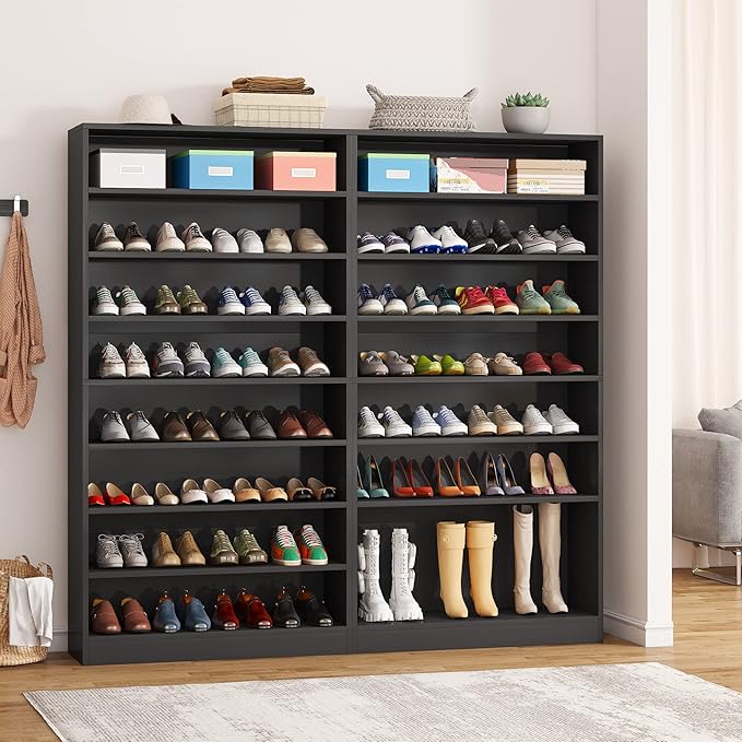 Tribesigns Shoe Cabinet, 9 Tiers 40-45 Pairs Heavy Duty Wood Freestanding Shoe - Image 4