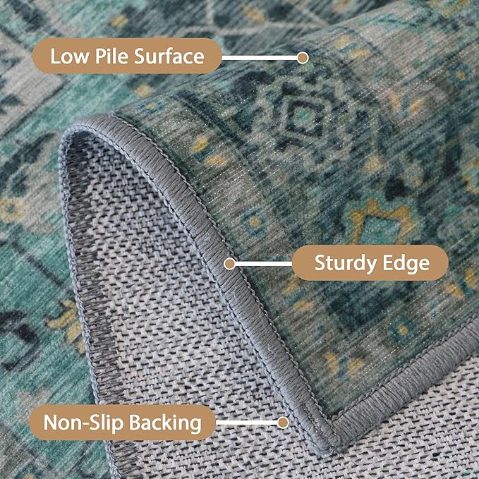 GENIMO 8x10 Area Rugs for Living Room, Machine Washable Non Slip Vintage Rugs - Image 6