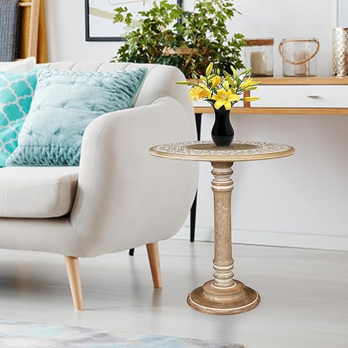 Lightnpro Handcrafted Wooden Single Pillar Table - Image 3