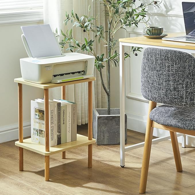 IBUYKE 2-Tier Side Table, Solid Wood Tall End Table - Image 5