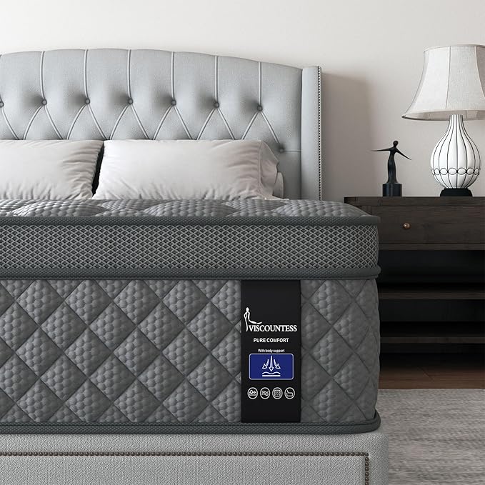 Twin Hybrid Mattress, 10 Inch Medium Mattress Euro Top by VISCOUNTESS