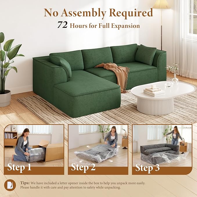 Vesgantti 106" Cloud Couch Sectional Modular Sofa, Deep Seat Comfy Cloud Couch - Image 4