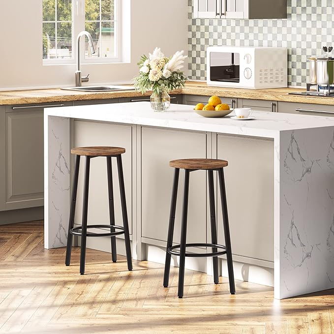 HOOBRO Bar Stools Set of 4, Counter Height Stools, Kitchen Round Height Stools - Image 4
