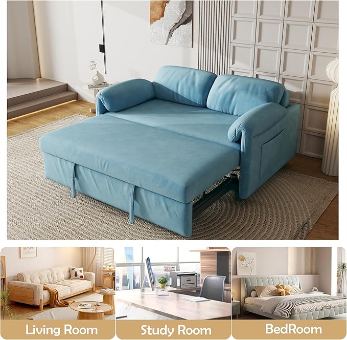 ERYE 3 in 1 Loveseat Sofa Convertible Sleeper Sofabed, Functional Recliner - Image 6