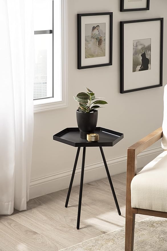 Kate and Laurel Kashvi Modern Side Table; 17 x 15 x 20; Black; Decorative - Image 2