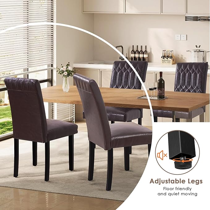 VECELO Upholstered Dining Chairs Set of 2, Modern PU Leather Accent Parsons - Image 7