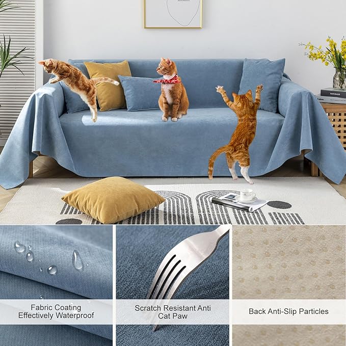STACYPIK Blue Waterproof Blue Couch Cover, Sofa Cover - Image 2