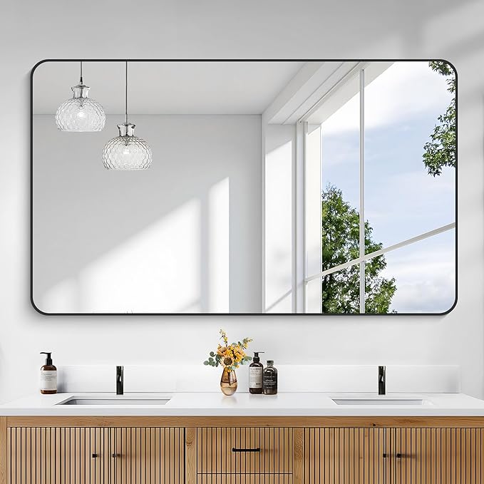 KOCUUY Black Bathroom Mirror 60"x36", Large Vanity Mirror - Image 2